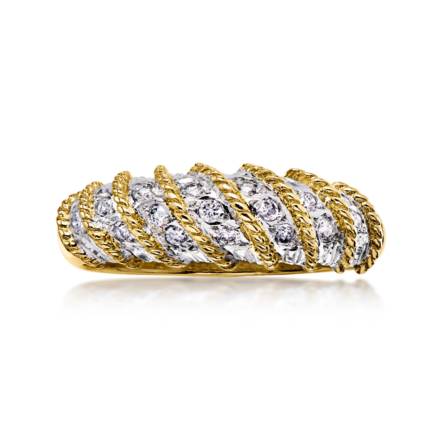C. 1980 Vintage .25 ct. t.w. Diamond Twisted Ring in 18kt Two-Tone Gold