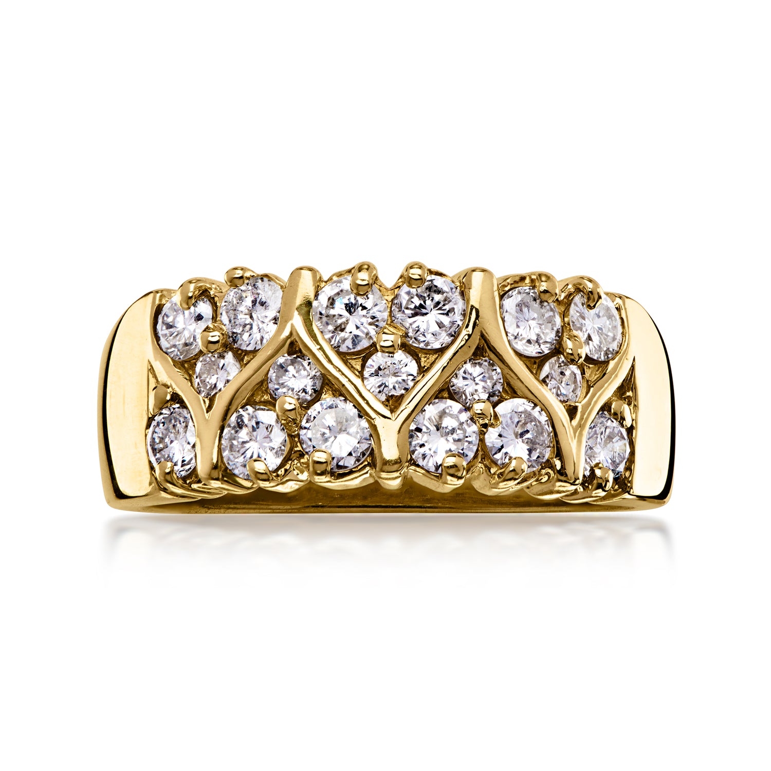 C. 1990 Vintage 1.00 ct. t.w. Diamond Patterned Ring in 14kt Yellow Gold