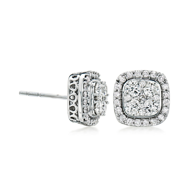 C. 2000 Vintage .60 ct. t.w. Diamond Cluster Earrings in 14kt White Gold