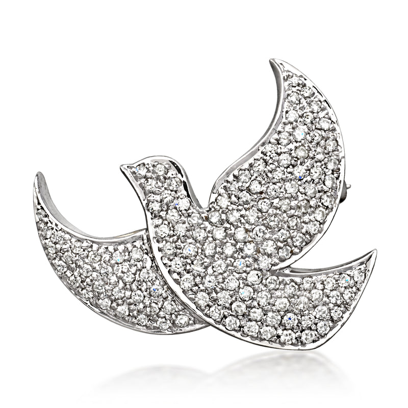 C. 2000 Vintage 1.00 ct. t.w. Diamond Dove Pin/Pendant in 14kt White Gold