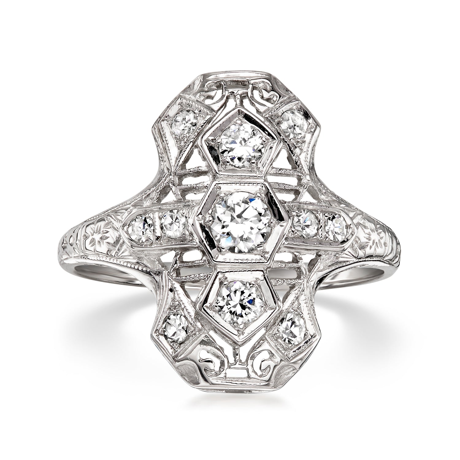 C. 1970 Vintage .45 ct. t.w. Diamond Dinner Ring in 18kt White Gold