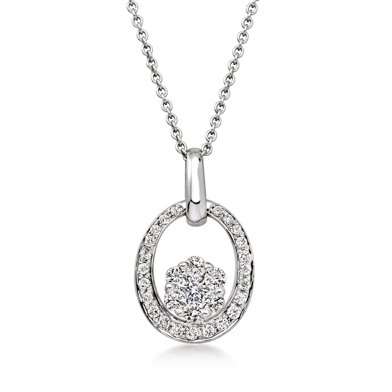 C. 2000 Vintage .60 ct. t.w. Diamond Flower Pendant Necklace in 14kt White Gold. 18"