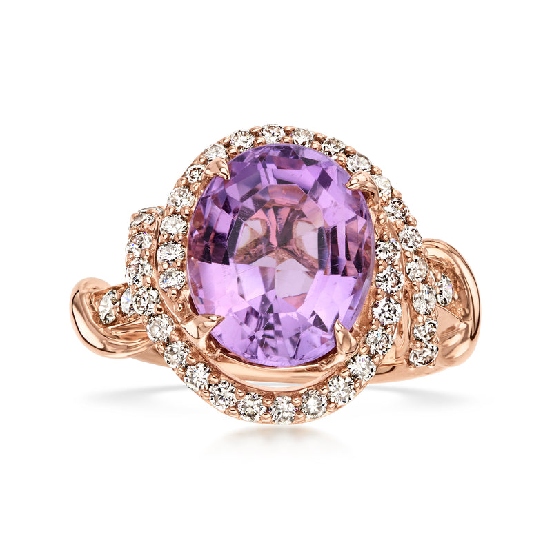 C. 2000 Vintage Le Vian 5.00 Carat Amethyst Ring with 1.00 ct. t.w. Diamonds in 14kt Rose Gold. Size 7