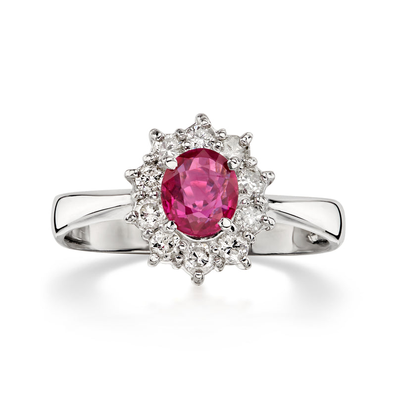 C. 2000 Vintage .55 Carat Ruby Ring with .27 ct. t.w. Diamonds in Platinum. Size 6