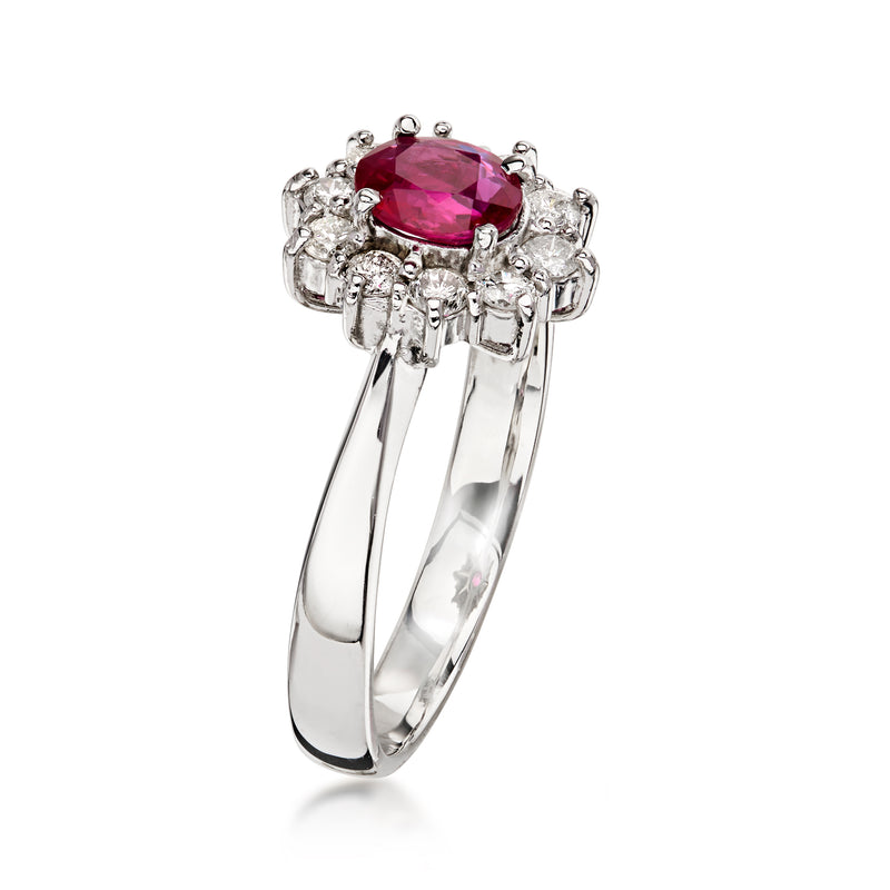 C. 2000 Vintage .55 Carat Ruby Ring with .27 ct. t.w. Diamonds in Platinum. Size 6