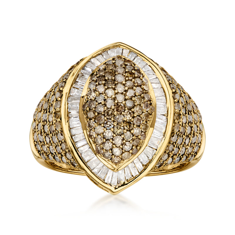 C. 1980 Vintage 2.30 ct. t.w. Diamond Ring in 10kt Yellow Gold. Size 6