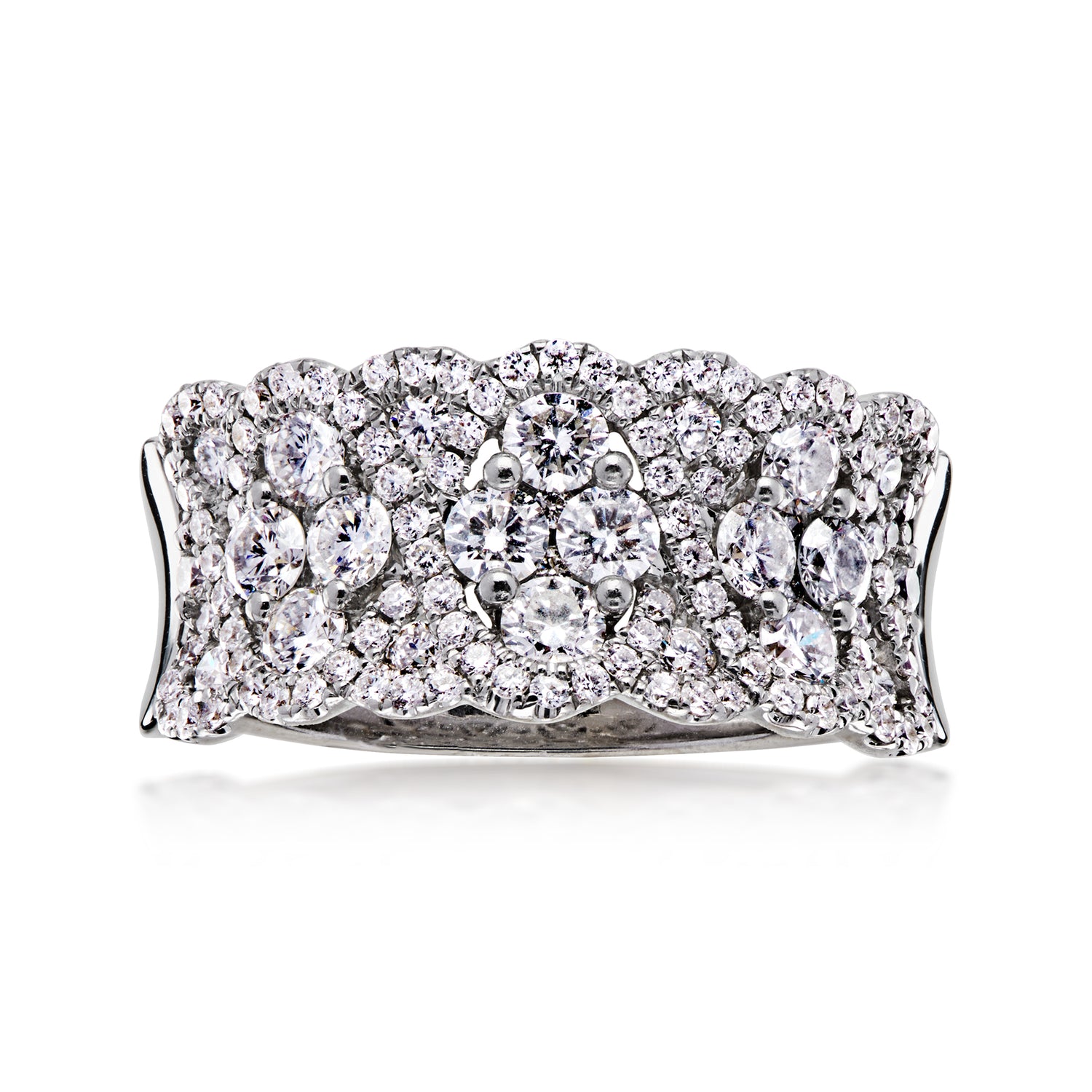C. 1990 Vintage 1.60 ct. t.w. Diamond Patterned Ring in 14kt White Gold