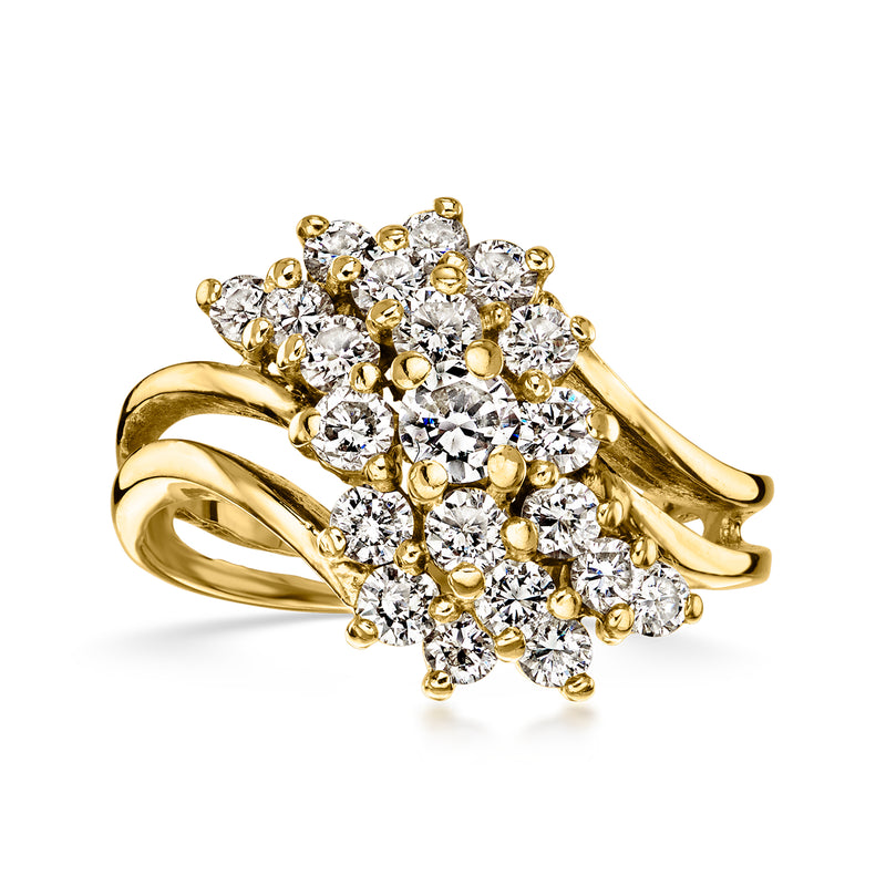C. 1980 Vintage 1.25 ct. t.w. Diamond Cluster Ring in 14kt Yellow Gold. Size 7