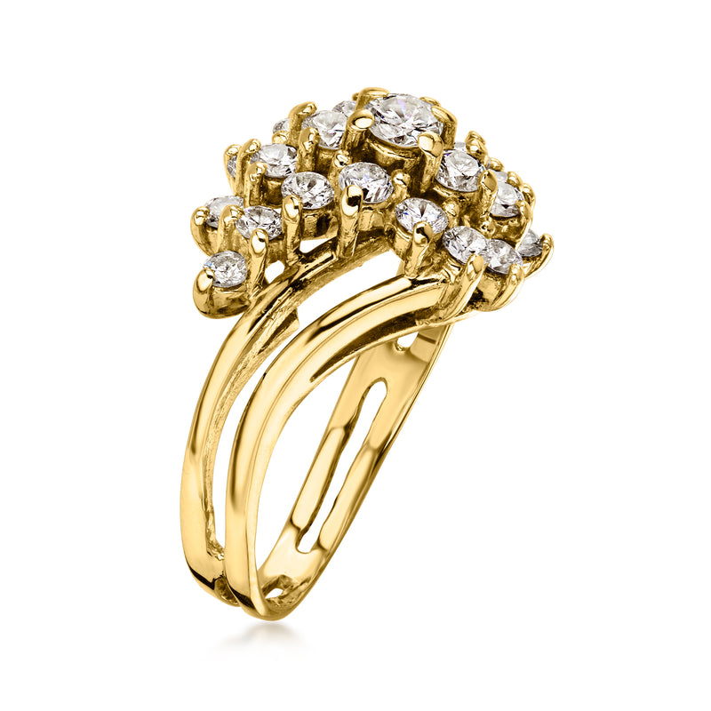 C. 1980 Vintage 1.25 ct. t.w. Diamond Cluster Ring in 14kt Yellow Gold. Size 7