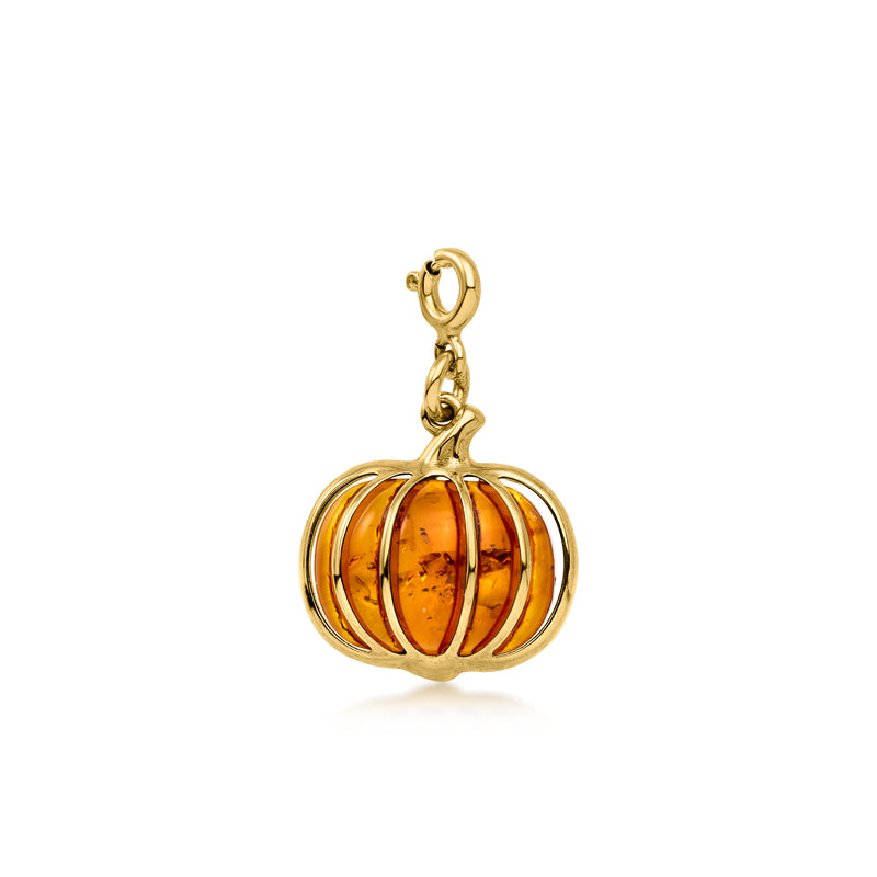 Amber Pumpkin Charm in 18kt Gold Over Sterling