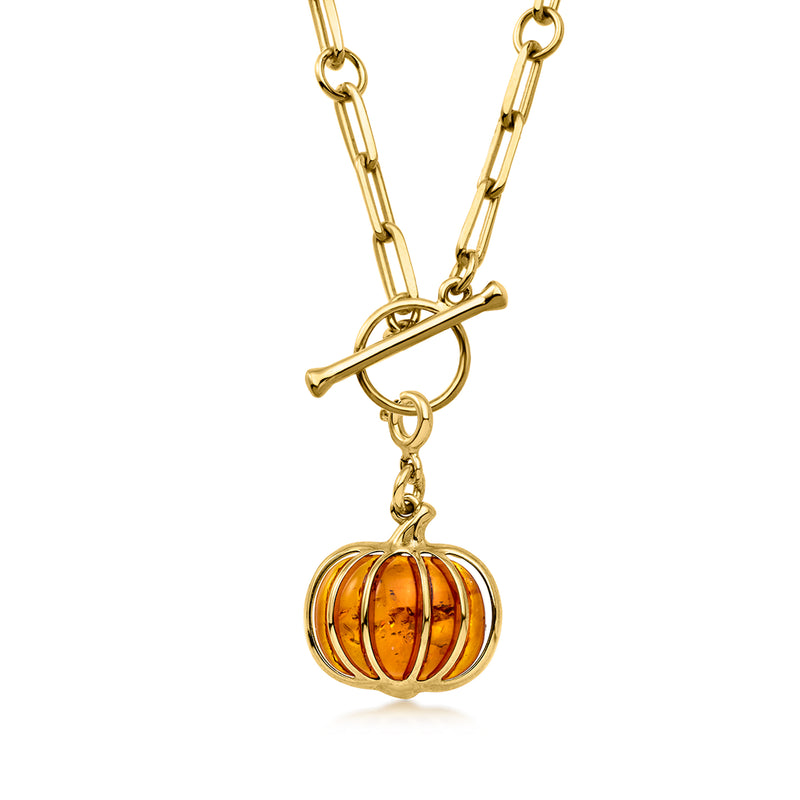 Amber Pumpkin Charm in 18kt Gold Over Sterling