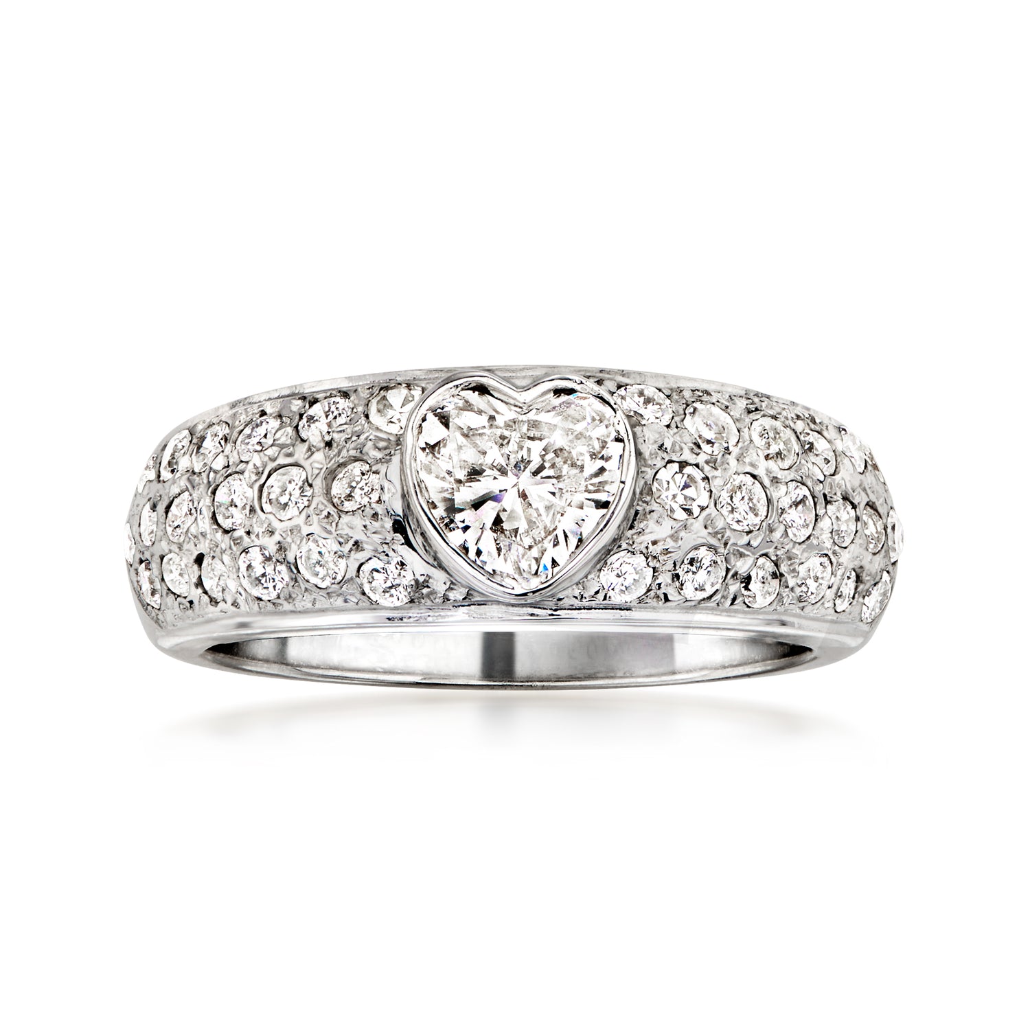 C. 1980 Vintage 1.45 ct. t.w. Diamond Heart Ring in 14kt White Gold