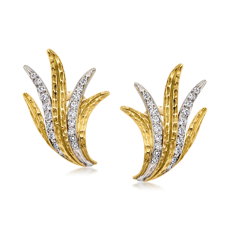 C. 1980 Vintage 1.00 ct. t.w. Diamond Spray Earrings in 18kt Yellow Gold