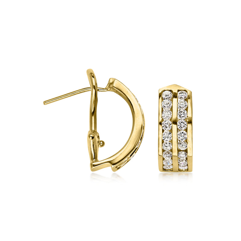 C. 1990 Vintage 1.00 ct. t.w. Diamond Curved Earrings in 14kt Yellow Gold