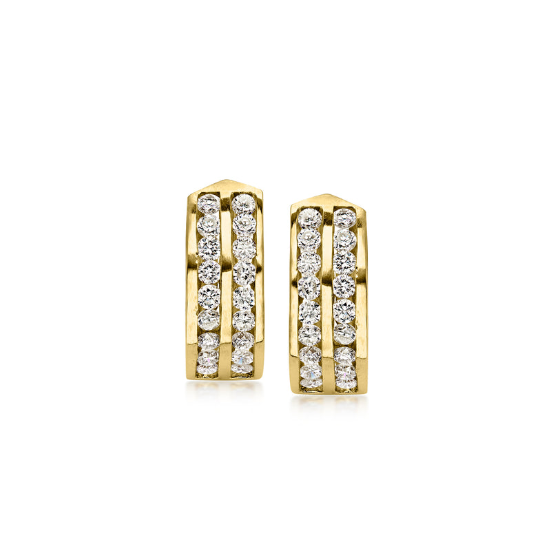C. 1990 Vintage 1.00 ct. t.w. Diamond Curved Earrings in 14kt Yellow Gold
