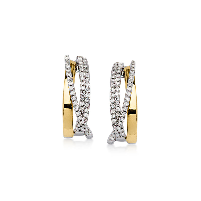 C. 1990 Vintage Effy .50 ct. t.w. Diamond Crisscross Curved Earrings in 14kt Two-Tone Gold