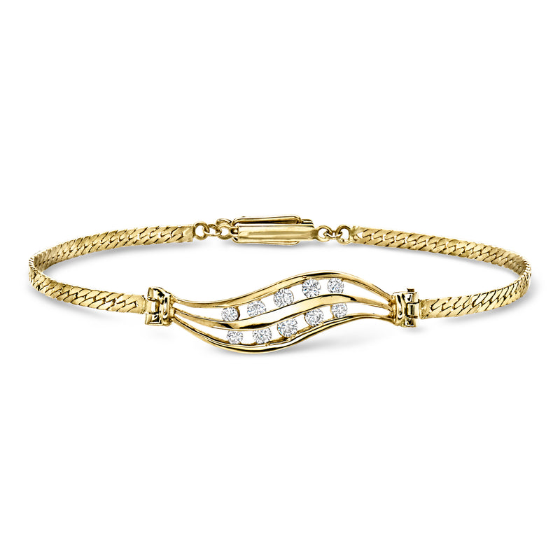 Vintage diamond wave bracelet in 14kt yellow gold
