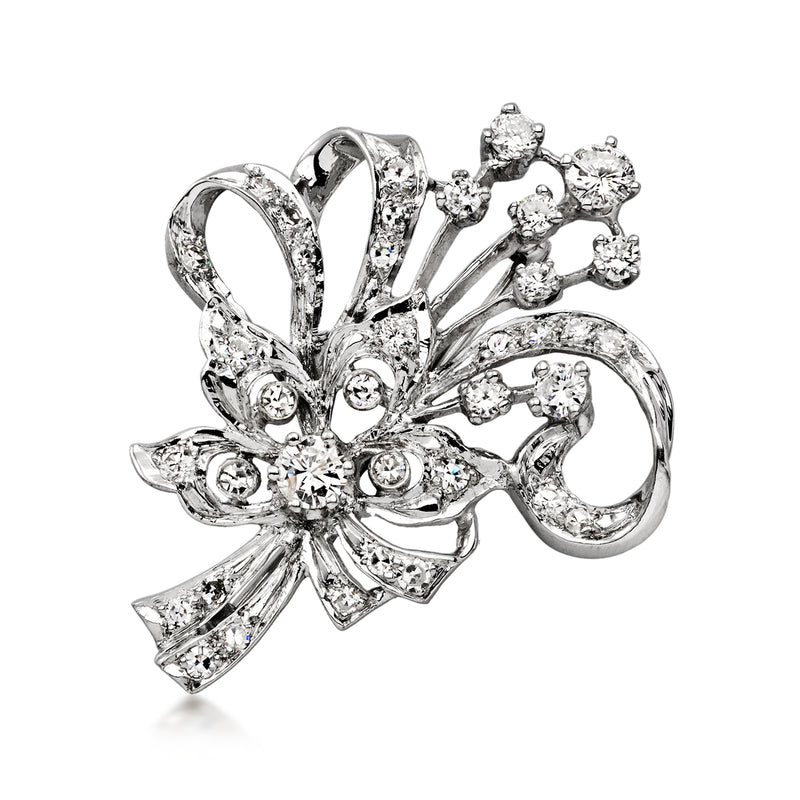 C. 1970 Vintage 2.05 ct. t.w. Diamond Bouquet Pin in 14kt White Gold