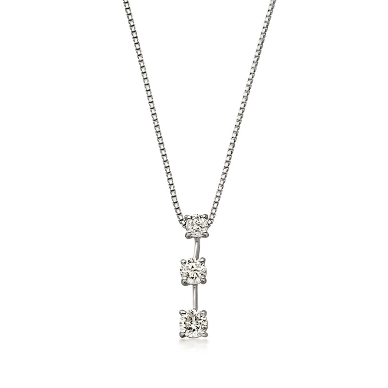 C. 1990 Vintage .75 ct. t.w. Diamond Trio Adjustable Drop Necklace in Platinum