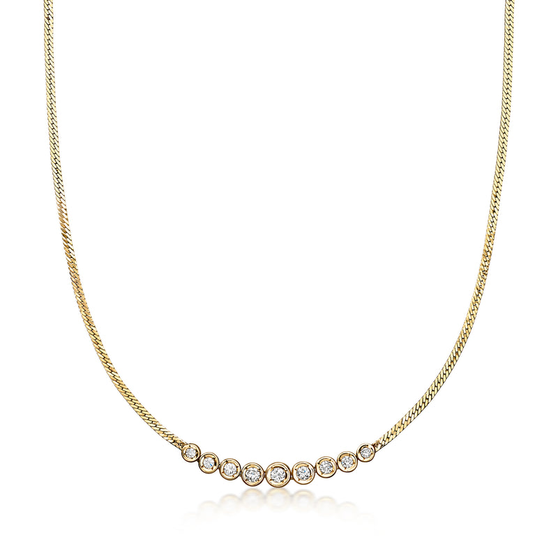 C. 1990 Vintage 1.05 ct. t.w. Graduated Bezel-Set Diamond Necklace in 18kt Yellow Gold. 16"