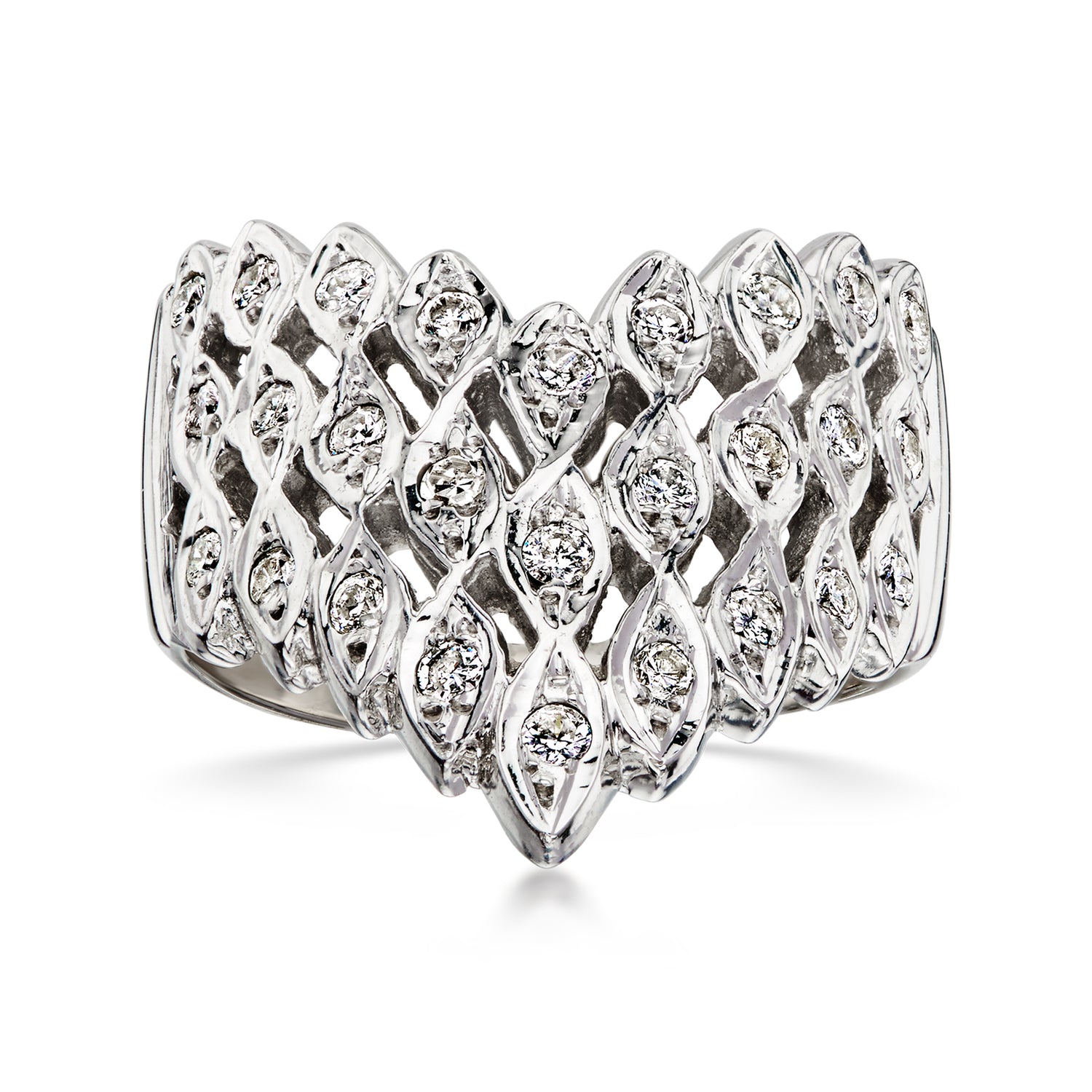 C. 1990 Vintage .70 ct. t.w. Diamond V-Shaped Ring in 14kt White Gold