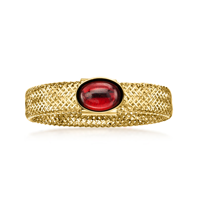 Italian .50 Carat Garnet Mesh Ring in 10kt Yellow Gold