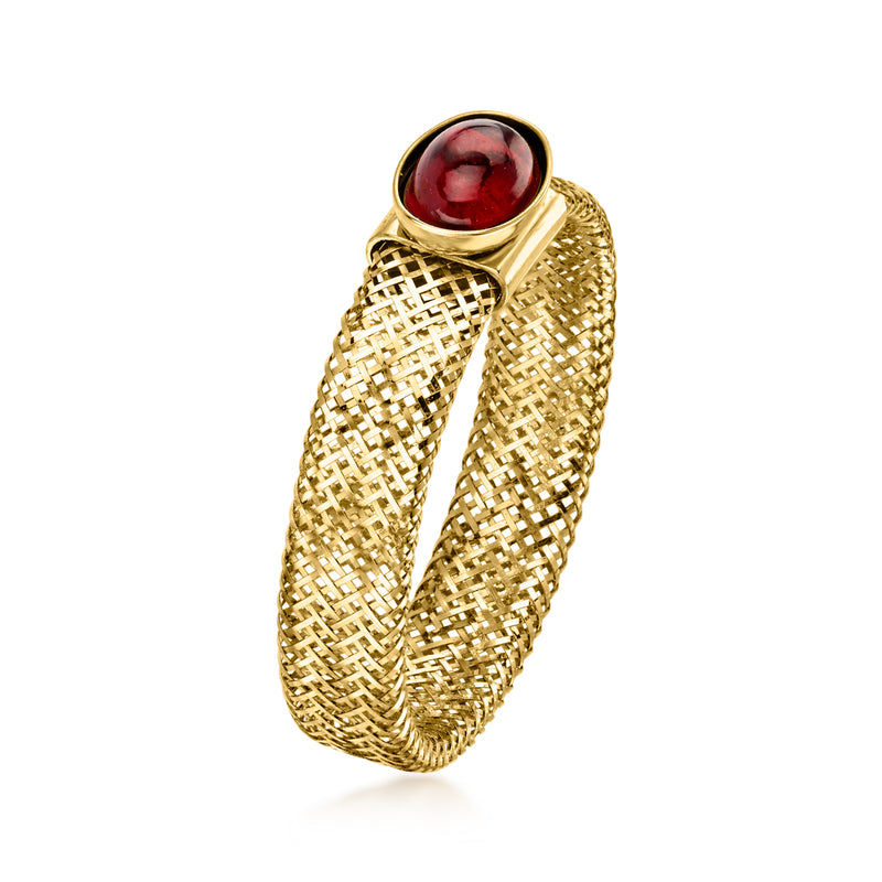 Italian .50 Carat Garnet Mesh Ring in 10kt Yellow Gold