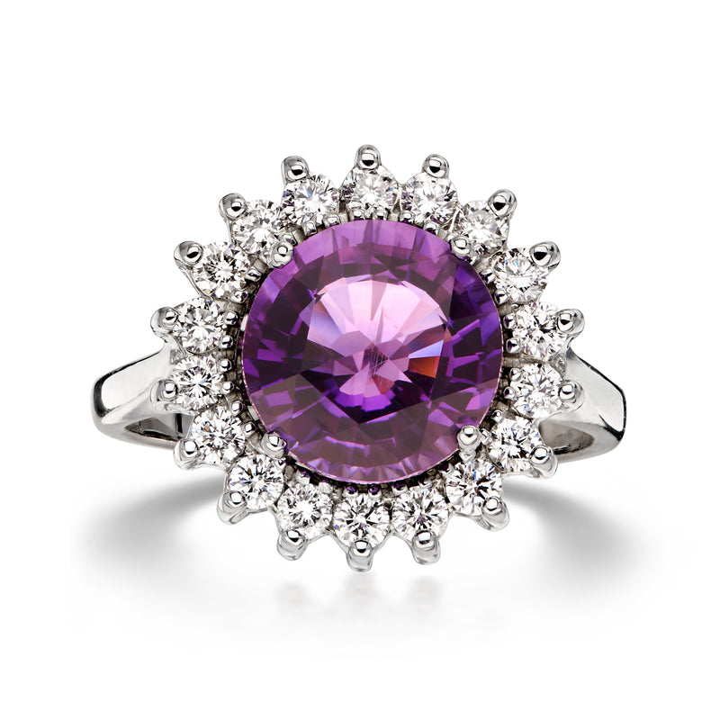 C. 1990 Vintage 3.00 Carat Amethyst Ring with .75 ct. t.w. Diamonds in 14kt White Gold. Size 7