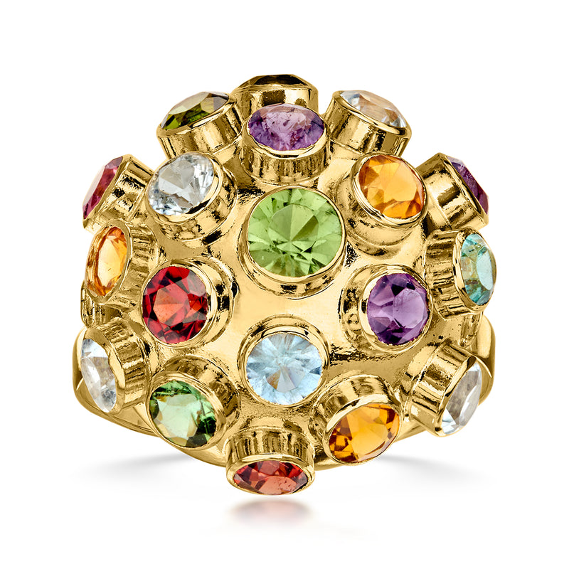C. 1980 Vintage 3.40 ct. t.w. Multi-Gemstone Sputnik Ring in 18kt Yellow Gold. Size 5