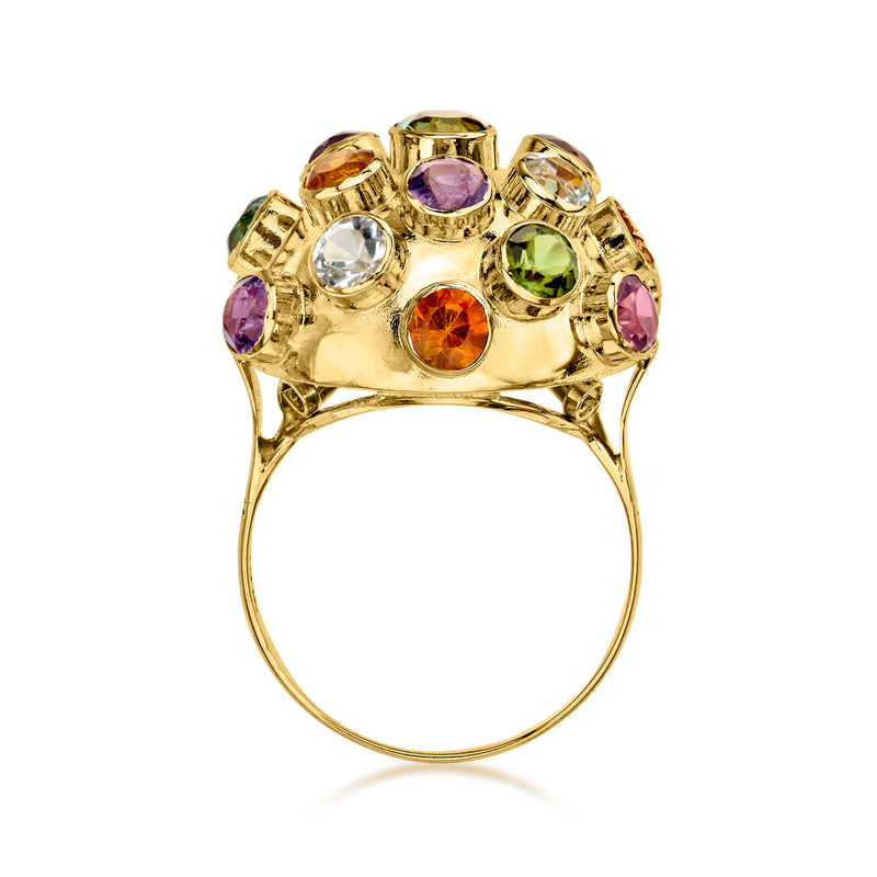 C. 1980 Vintage 3.40 ct. t.w. Multi-Gemstone Sputnik Ring in 18kt Yellow Gold. Size 5