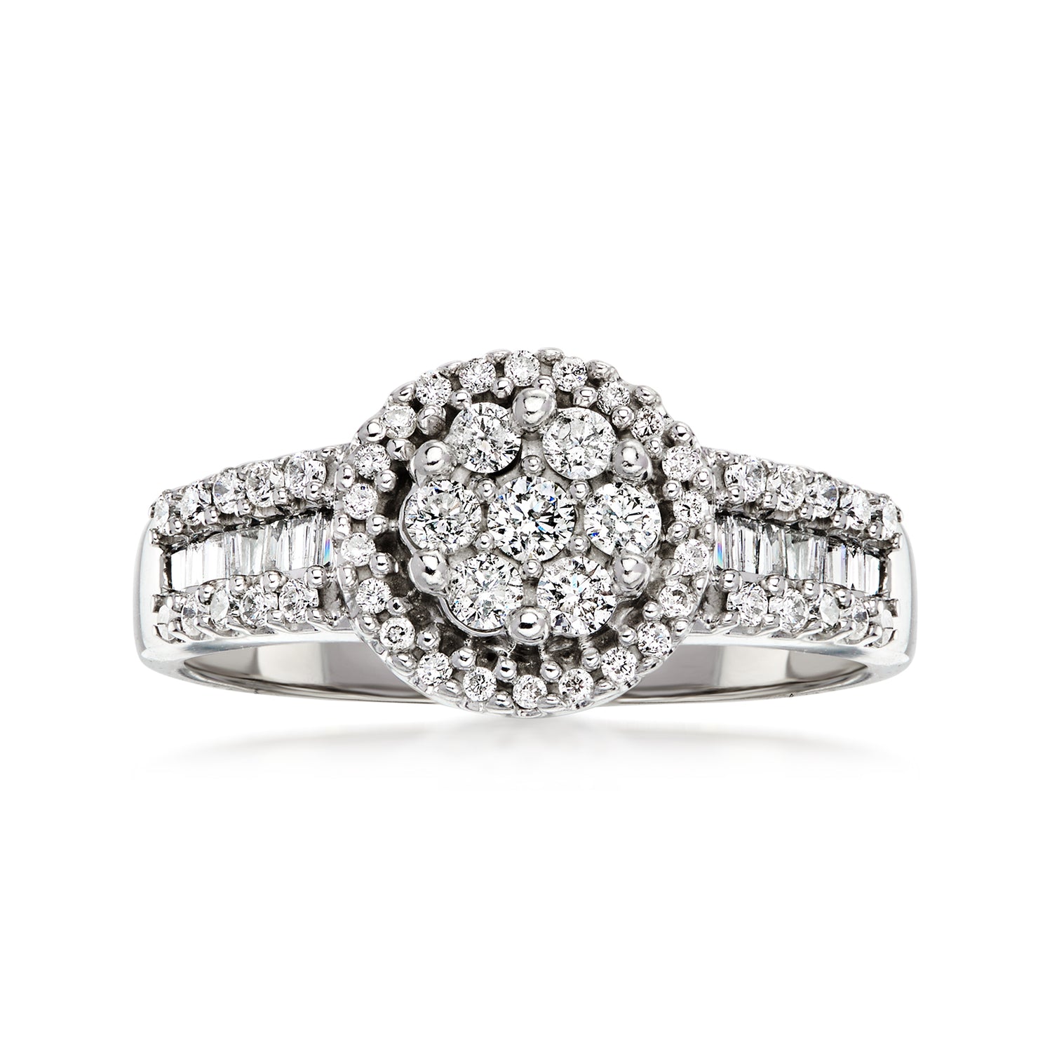 C. 2000 Vintage .90 ct. t.w. Diamond Cluster Ring in 10kt White Gold