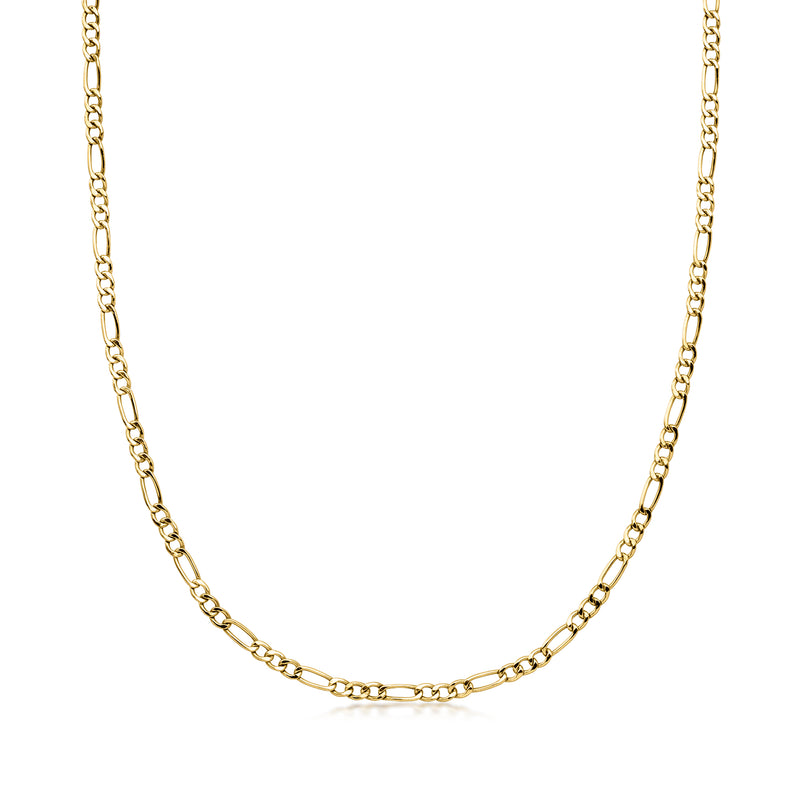 Vintage 14kt yellow gold Figaro-link chain necklace with alternating oval and bar links