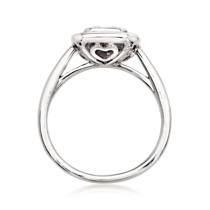 14kt white gold ring underside with heart cutout gallery