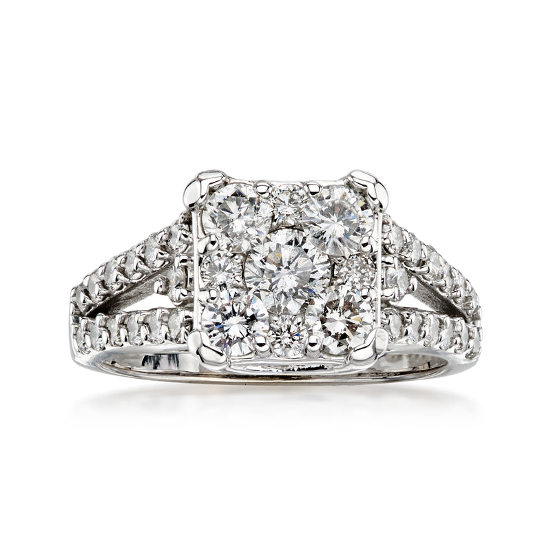 C. 1990 Vintage 1.75 ct. t.w. Diamond Cluster Ring in 14kt White Gold. Size 6