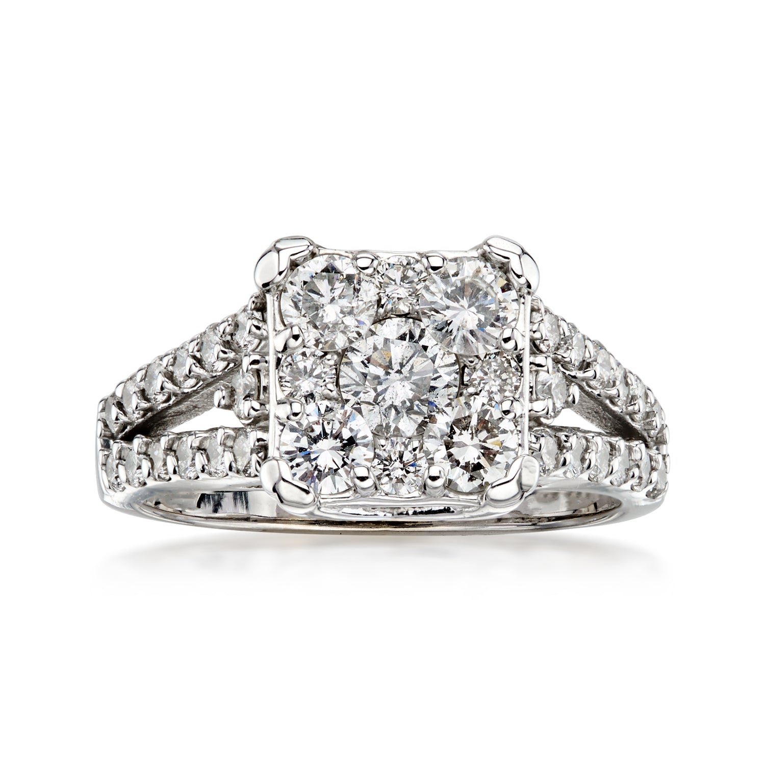 C. 1990 Vintage 1.75 ct. t.w. Diamond Cluster Ring in 14kt White Gold