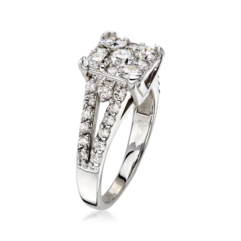 C. 1990 Vintage 1.75 ct. t.w. Diamond Cluster Ring in 14kt White Gold. Size 6