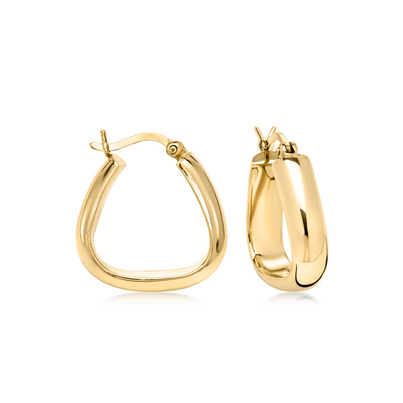 Vintage 14kt yellow gold squared hoop earrings with hinge clasp