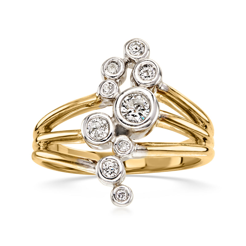 C. 1990 Vintage .35 ct. t.w. Diamond Bubble Ring in 14kt Two-Tone Gold. Size 7