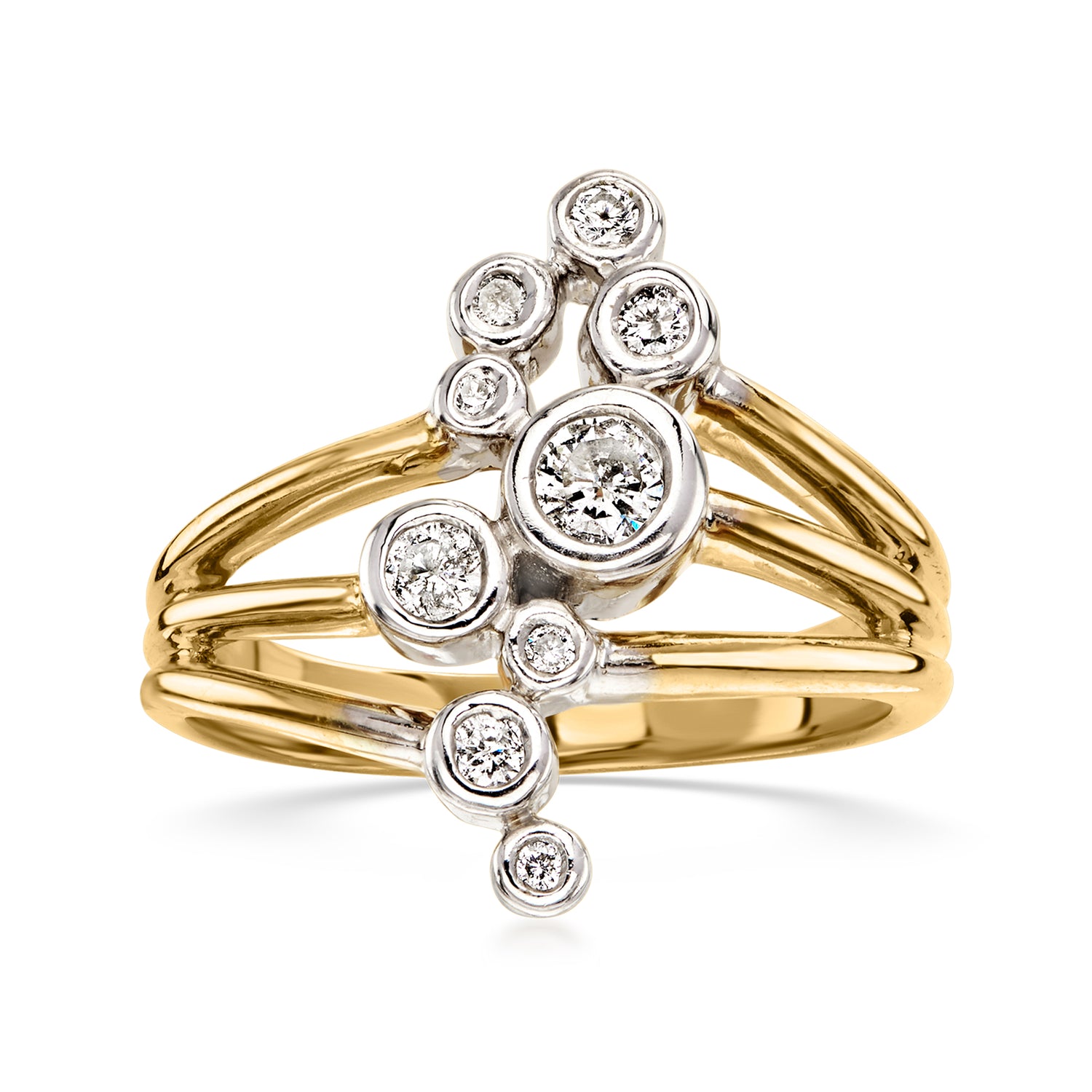 C. 1990 Vintage .35 ct. t.w. Diamond Bubble Ring in 14kt Two-Tone Gold