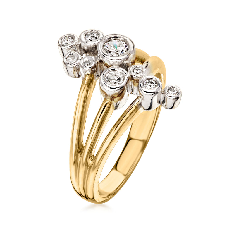 C. 1990 Vintage .35 ct. t.w. Diamond Bubble Ring in 14kt Two-Tone Gold. Size 7