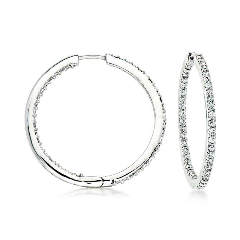14kt white gold diamond inside-outside hoop earring pair