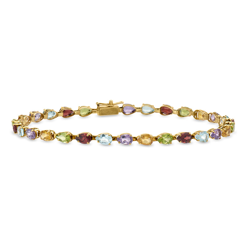 C. 1990 Vintage 12.90 ct. t.w. Multi-Gemstone Bracelet in 14kt Yellow Gold. 8.75"
