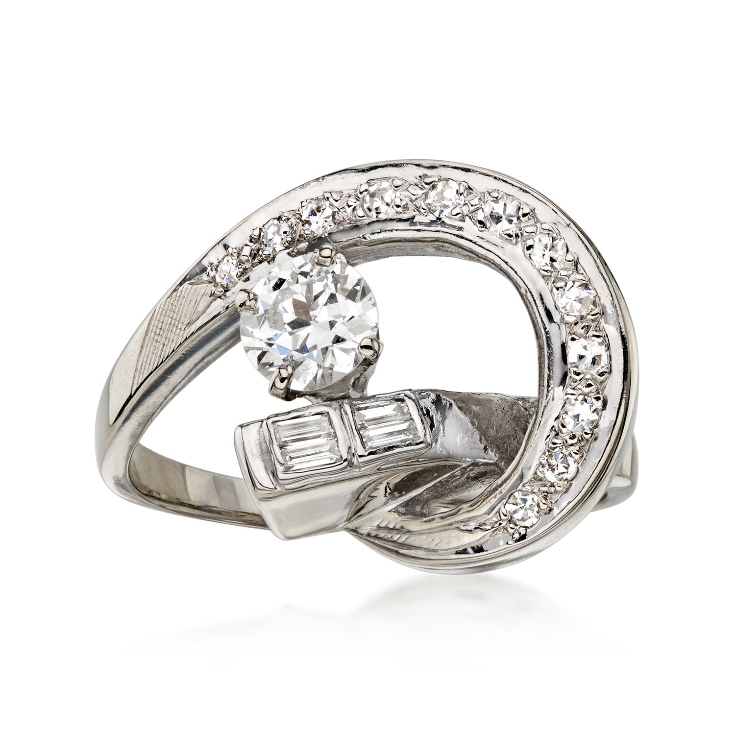C. 1990 Vintage .79 ct. t.w. Diamond Twisted Ring in 14kt White Gold