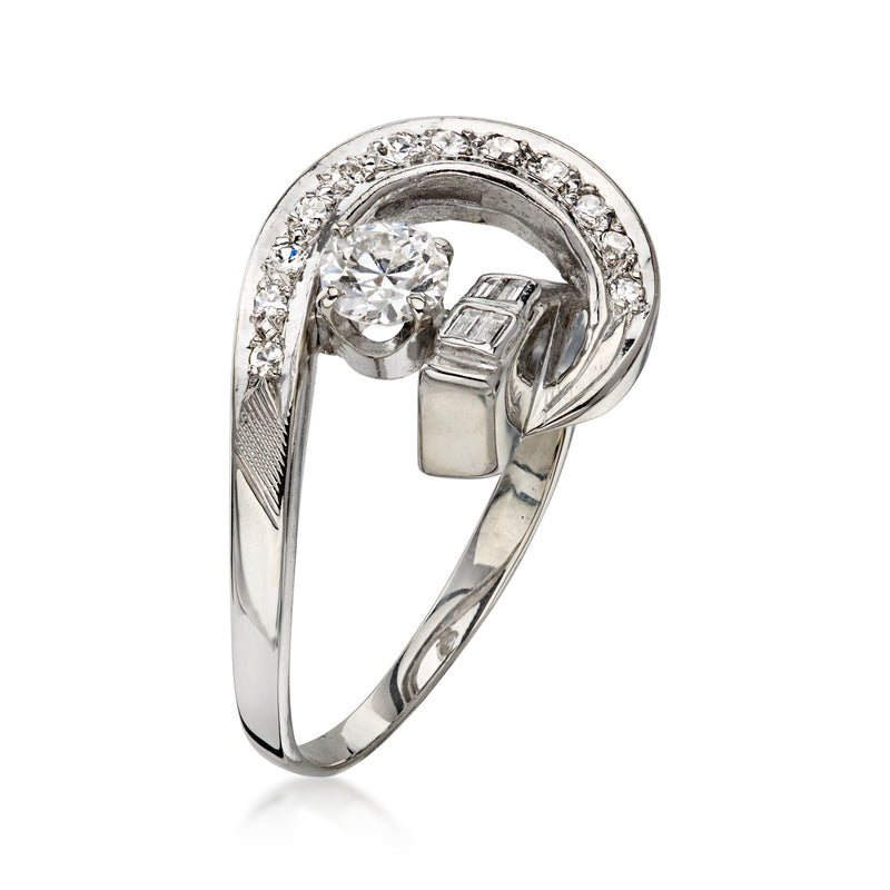 C. 1990 Vintage .79 ct. t.w. Diamond Twisted Ring in 14kt White Gold. Size 6.5
