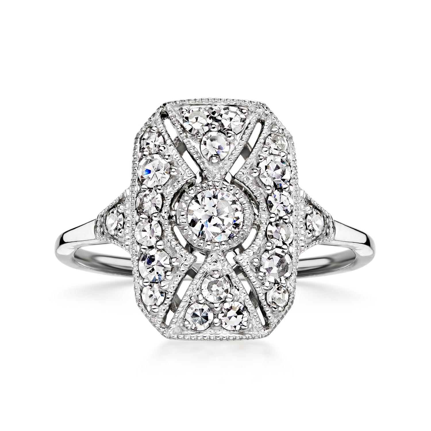 C. 1990 Vintage .50 ct. t.w. Diamond Filigree Ring in Platinum