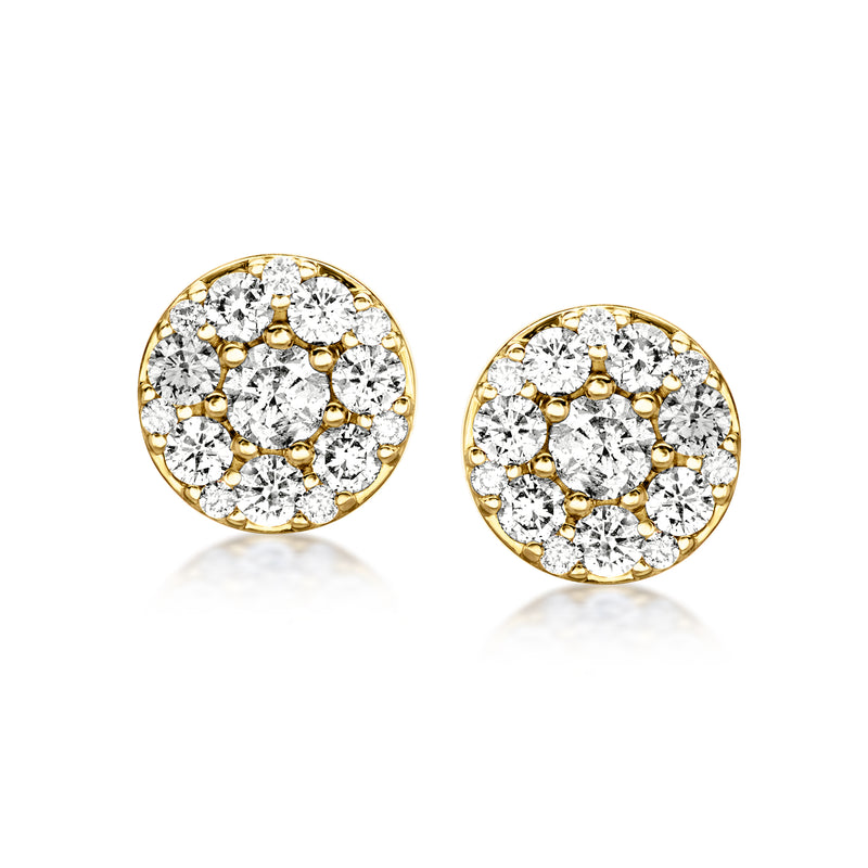 C. 1990 Vintage 1.70 ct. t.w. Diamond Cluster Earrings in 10kt Yellow Gold