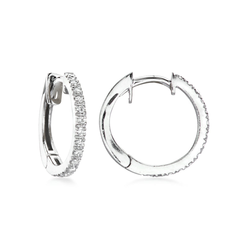 C. 2000 Vintage .70 ct. t.w. Diamond Hoop Earrings with Removable 3.50 ct. t.w. Rhodolite Garnet Drops in 14kt White Gold