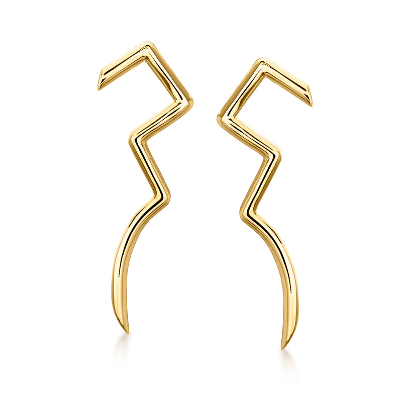 C. 1990 Vintage 14kt Yellow Gold Abstract Drop Earrings