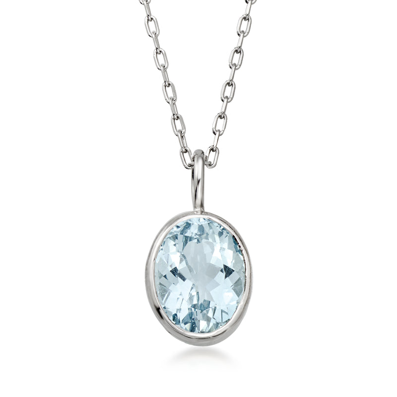 C. 2000 Vintage 2.15 Carat Aquamarine Adjustable Necklace in 18kt White Gold