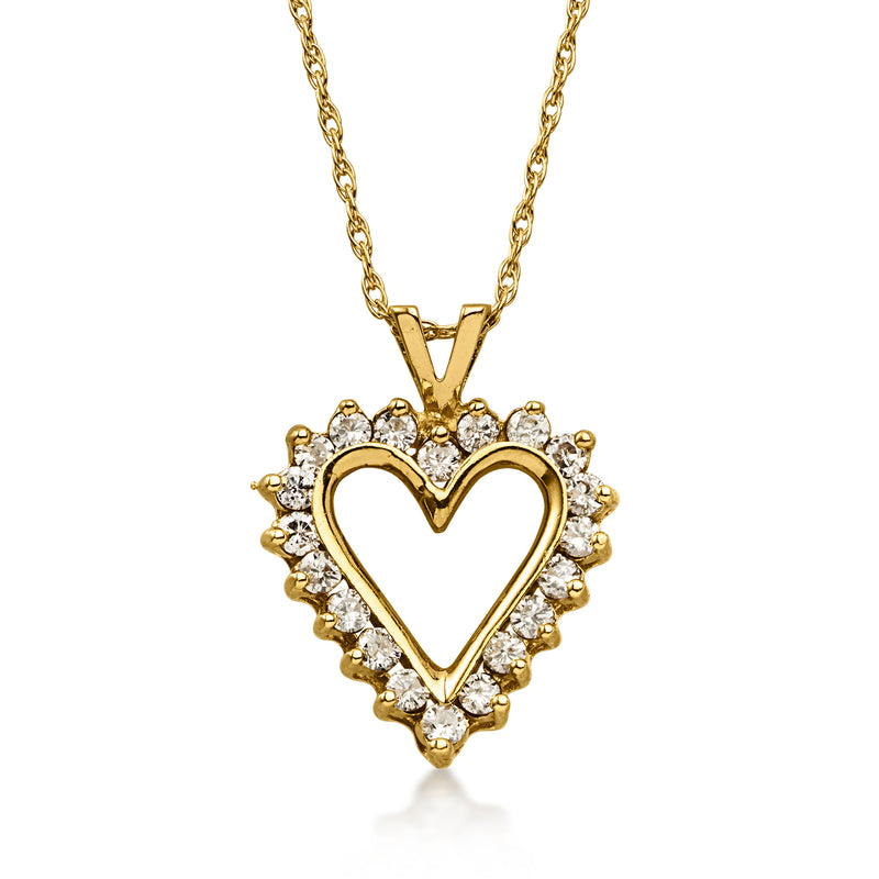 C. 1990 Vintage .50 ct. t.w. Diamond Heart Pendant Necklace in 14kt Yellow Gold. 18"